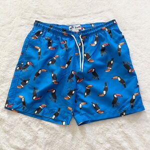 Trunks Surf & Swim Swim Trunks 6 Inch Inseam Blue Parrot Print Size Medium